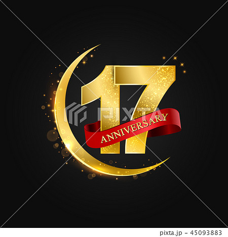 17 years anniversary gold half moon and glitter. 45093883