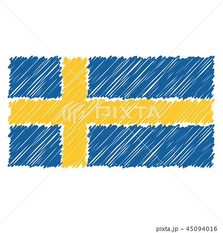 Hand Drawn National Flag Of Sweden Isolated On A White Background. Vector Sketch Style Illustration. Hand Drawn National Flag Of Sweden Isolated On A White Background. Vector Sketch Style Illustration. 45094016