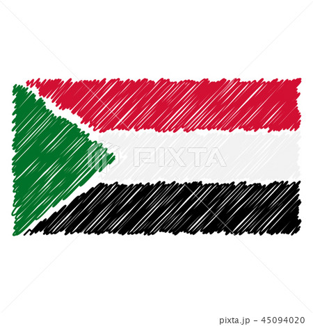 Hand Drawn National Flag Of Sudan Isolated On A White Background. Vector Sketch Style Illustration. 45094020