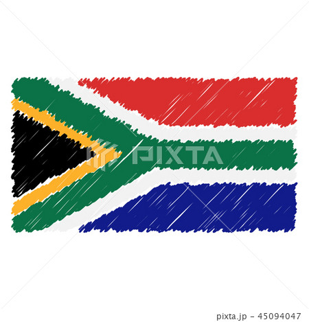 Hand Drawn National Flag Of South Africa Isolated On A White Background. Vector Sketch Style Hand Drawn National Flag Of South Africa Isolated On A White Background. Vector Sketch Style 45094047