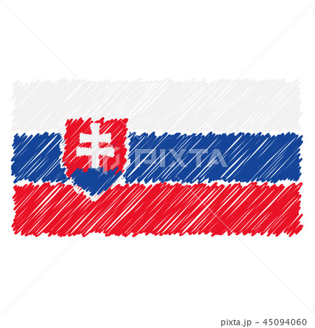 Hand Drawn National Flag Of Slovakia Isolated On A White Background. Vector Sketch Style 45094060