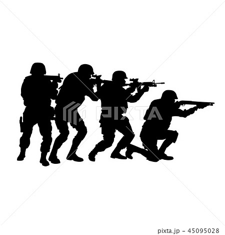 SWAT team in stack formation vector silhouette SWAT team in stack formation vector silhouette 45095028
