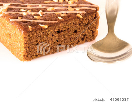 Caramel coffee cake isolated on white background Caramel coffee cake isolated on white background 45095057