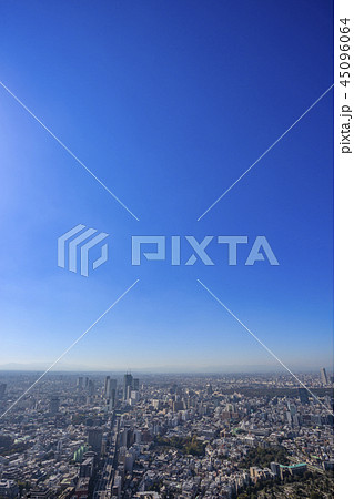 渋谷と富士山を含む東京の俯瞰 45096064