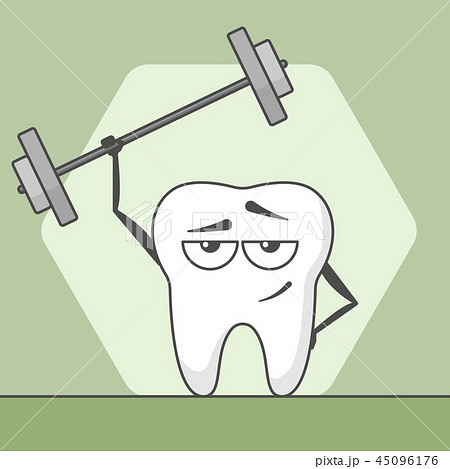 Cute happy cartoon tooth is in the fitness Cute happy cartoon tooth is in the fitness 45096176