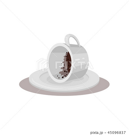 Guessing on the coffee grounds. White cup lying on its side on saucer. Fortune-telling. Divination 45096837