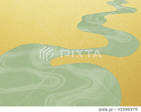 和 和風 和柄 背景 金箔 川 緑のイラスト素材