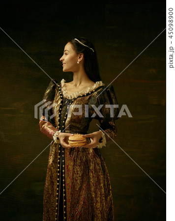 Girl in medieval beautiful dress 45098900