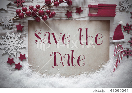 Red Christmas Decoration, Snow, Save The Date Red Christmas Decoration, Snow, Save The Date 45099042
