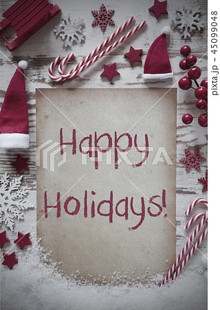 Retro Christmas Flat Lay, Snow, Happy Holidays Retro Christmas Flat Lay, Snow, Happy Holidays 45099048