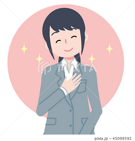 笑顔の女性会社員のイラストのイラスト素材