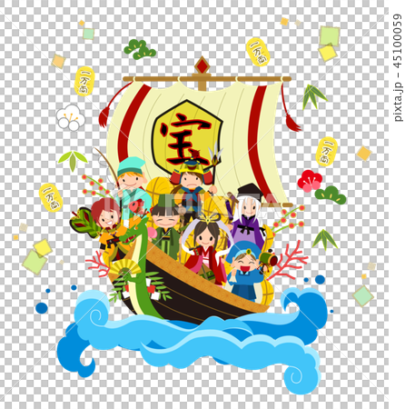 Treasure boat and Seven Lucky gods 45100059
