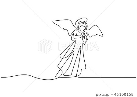 Bible Merry christmas angel woman one line drawing Bible Merry christmas angel woman one line drawing 45100159
