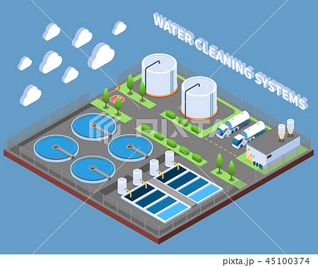 Water Cleaning Systems Isometric Composition 45100374