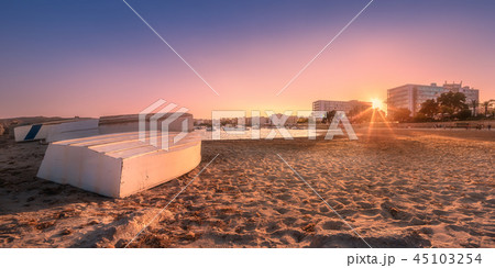 Sand shore with pastel sky and waves Ibiza, Spain 45103254
