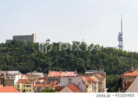Prague panorama with Zizkov television tower  45103465