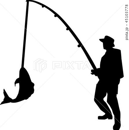 Fishing Silhouette Man Rodのイラスト素材