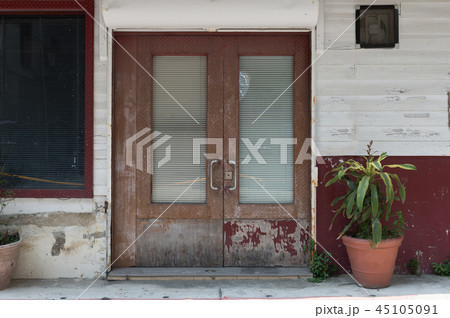 sidewalk by street wall & door 45105091