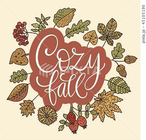 Autumn vector lettering card. 45105190