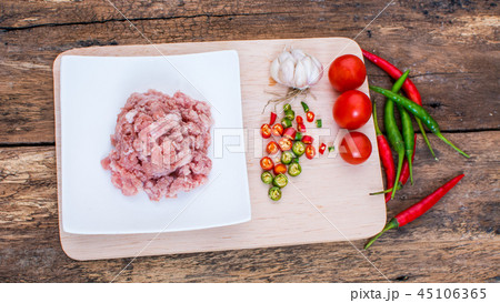 Ground pork and Organic thai herbs. Ground pork and Organic thai herbs. 45106365