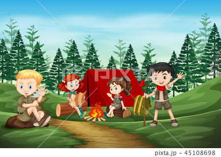 International scout camping in forest 45108698