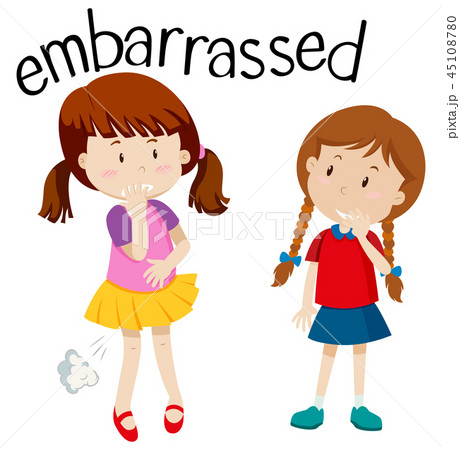 Embarrassed girl on white background 45108780