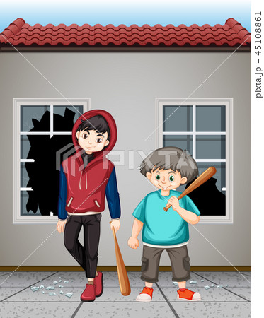 Bad teenagers smashing windows Bad teenagers smashing windows 45108861