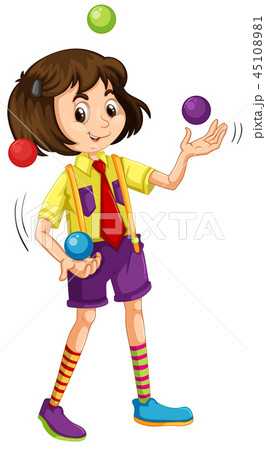 A Girl Juggling Ballのイラスト素材