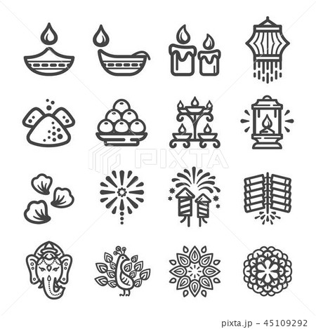 diwali icon set 45109292