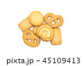 top view of butter cookies on white background 45109413