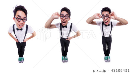Funny man isolated on the white Funny man isolated on the white 45109431
