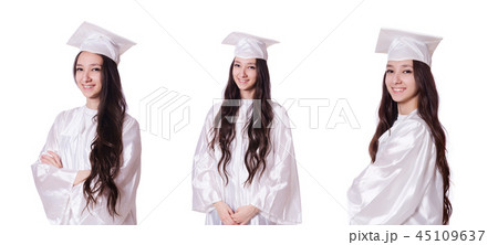 Young female student  on white 45109637