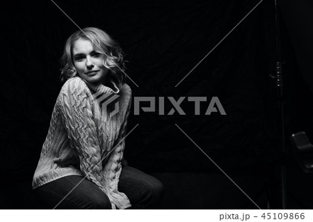 Black and white portrait of a beautiful woman Black and white portrait of a beautiful woman 45109866