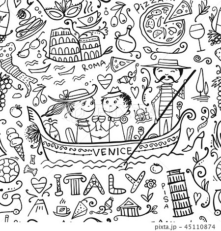 Travel to Italy. Seamless pattern for your design Travel to Italy. Seamless pattern for your design 45110874