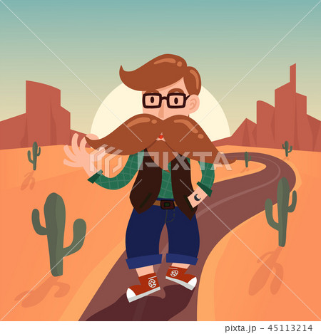 Cute gentleman hipster cartoon charactor  45113214