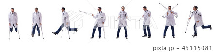 Young doctor physician standing walking isolated on white backgr 45115081