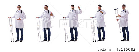 Young doctor physician standing walking isolated on white backgr Young doctor physician standing walking isolated on white backgr 45115082