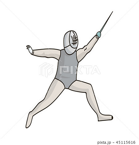 The athlete outfit with a sword.Fencing competitions .Olympic sports single icon in cartoon style The athlete outfit with a sword.Fencing competitions .Olympic sports single icon in cartoon style 45115616