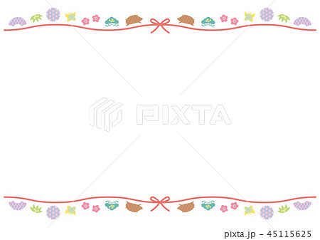 年賀素材 かわいいフレームのイラスト素材
