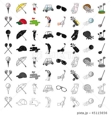 Golf club set icons in cartoon style. Big collection of golf club vector symbol stock illustration 45115656