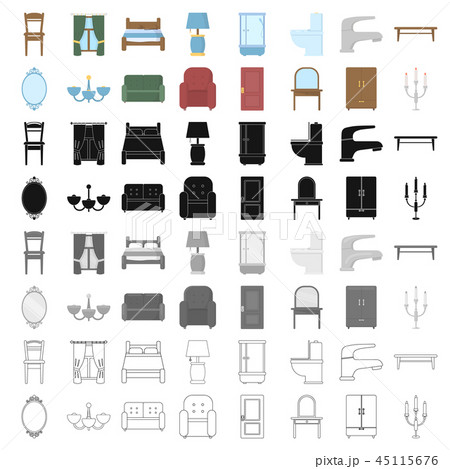 Furniture set icons in cartoon style. Big collection of furniture vector symbol stock illustration Furniture set icons in cartoon style. Big collection of furniture vector symbol stock illustration 45115676