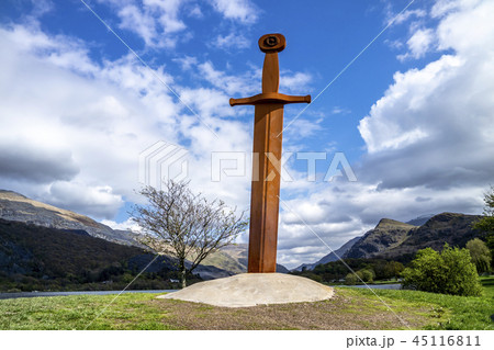 Iron sword in the stone at Llanberis in Snowdonia National Park in Wales Iron sword in the stone at Llanberis in Snowdonia National Park in Wales 45116811
