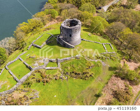 Aerial of Dolbadarn Castle at Llanberis in Snowdonia National Park in Wales Aerial of Dolbadarn Castle at Llanberis in Snowdonia National Park in Wales 45119160