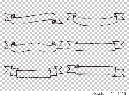 スタンプ風 帯リボン セット 黒 のイラスト素材 45119436 Pixta