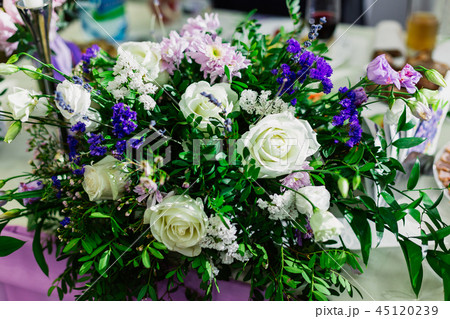 Beautiful wedding bouquet of beautiful fresh 45120239