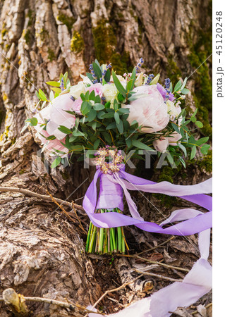 Beautiful wedding bouquet of beautiful fresh 45120248
