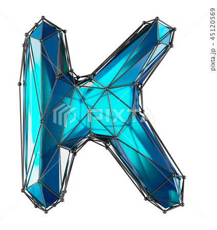 Capital latin letter K in low poly style blue color isolated on white background 45120569