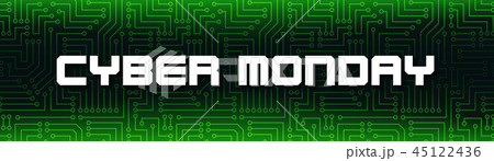 Cyber Monday. White text on green circuit board. 45122436