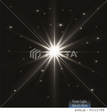 Glow light effect. Star burst with sparkles. Golden glowing lights 45122709