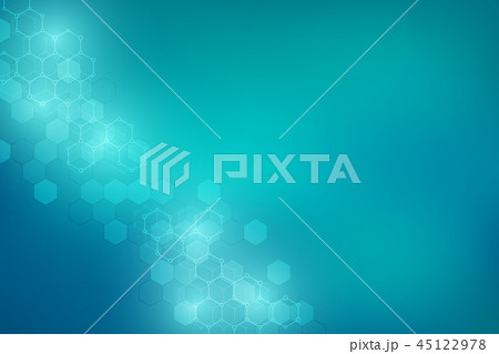 Molecular structures and hexagons elements. Abstract geometric background with molecules and 45122978